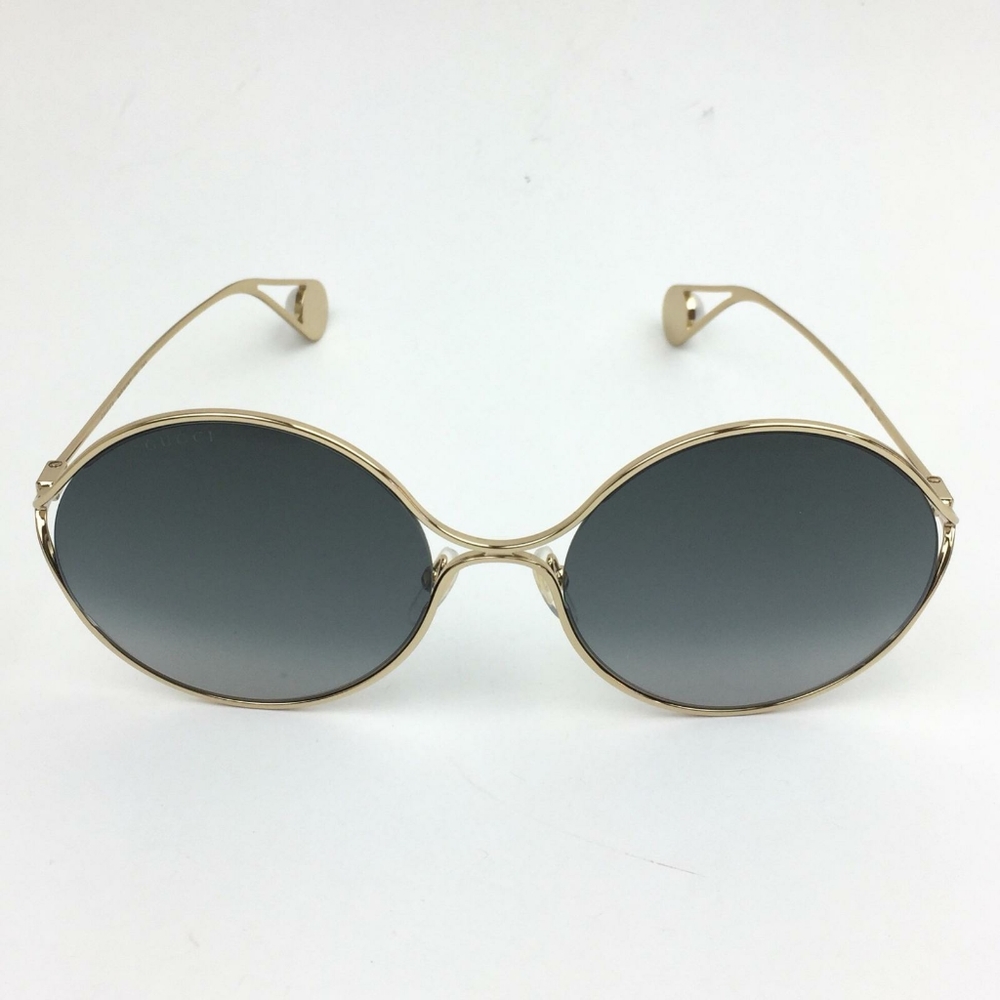 Gucci Gold Frame Round Sunglasses with Gray Gradient Lenses - Picture 2 of 16